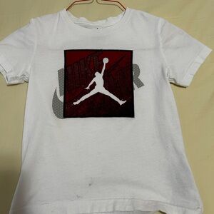 Jordan Kids White Tee with Red and Gray Graphic